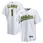 Athletics Denzel Clarke #1 White Home Replica Jersey