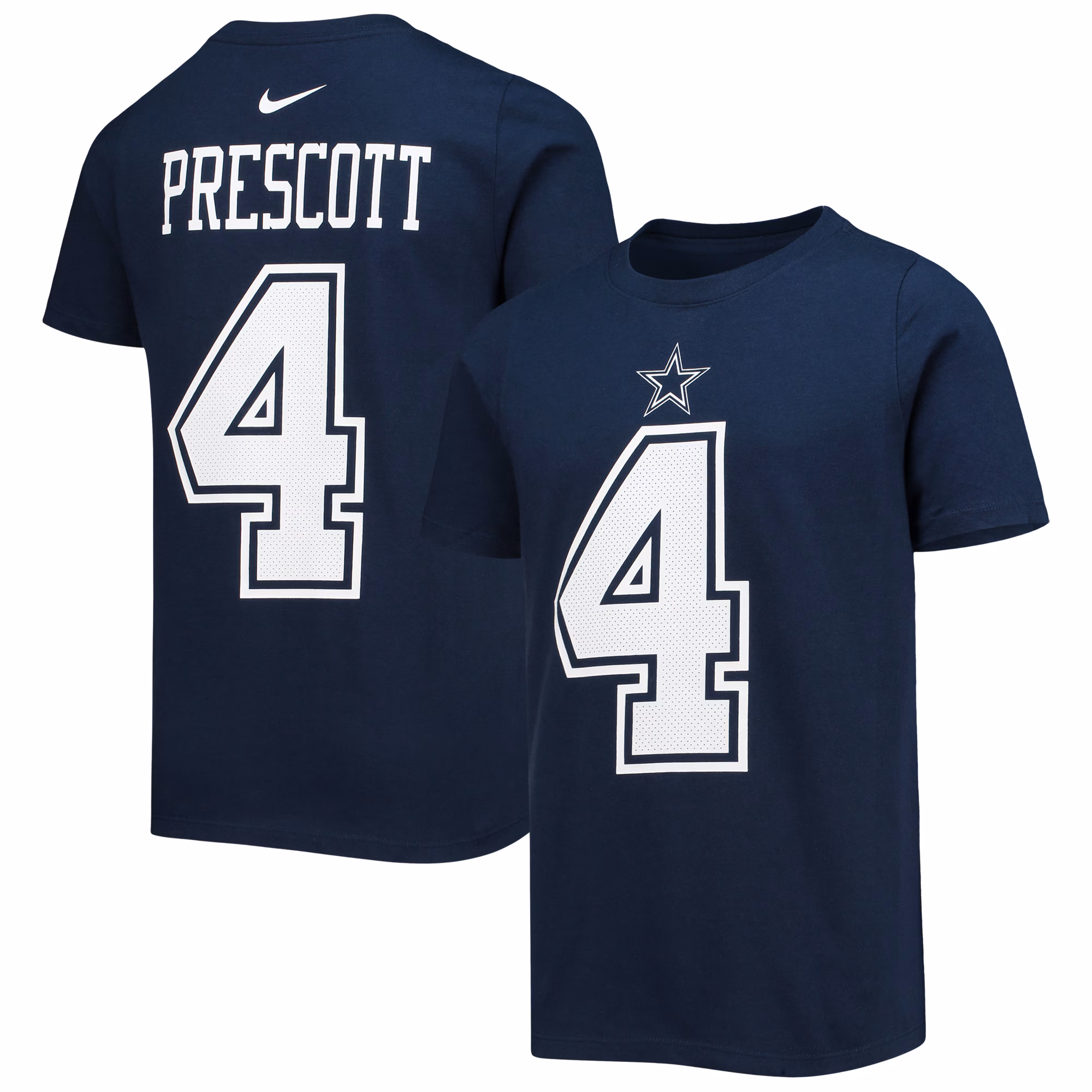 Youth Dak Prescott Navy Dallas Cowboys Team Player Name & Number T-Shirt