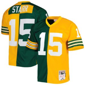 Bart Starr Green Bay Packers  1969 Split Legacy Replica Jersey - Green/Gold