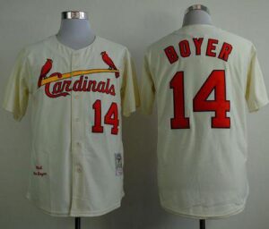 Mitchell And Ness 1964 St. Louis Cardinals #14 Ken Boyer Cream Stitched Jersey
