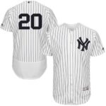 New York Yankees #20 Jorge Posada White Strip Flexbase Collection Stitched Jersey