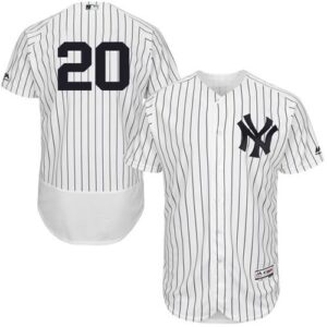 New York Yankees #20 Jorge Posada White Strip Flexbase Collection Stitched Jersey