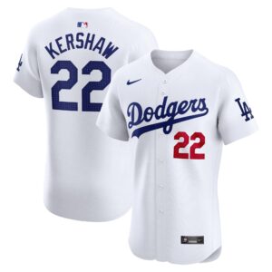 Men's Los Angeles Dodgers Clayton Kershaw  White Home Elite Player Jersey