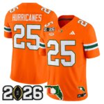 Hurricanes #25 Miami Hurricanes MIA 2026 CFP Final & Florida Patch Vapor Limited Jersey - All Stitched