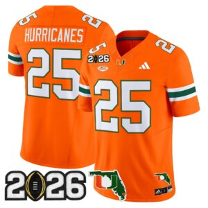 Hurricanes #25 Miami Hurricanes MIA 2026 CFP Final & Florida Patch Vapor Limited Jersey - All Stitched