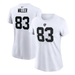 Women's Darren Waller White Las Vegas Raiders Player Name & Number T-Shirt