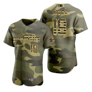 Men's Milwaukee Brewers #18 Keston Hiura Camo 2022 Armed Forces Day Jersey