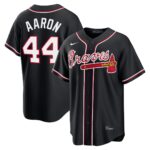 Hank Aaron #44 Atlanta Braves Fashion Replica Black Out Jersey - Black
