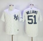 New York Yankees #51 Bernie Williams White Strip New Cool Base Stitched Jersey