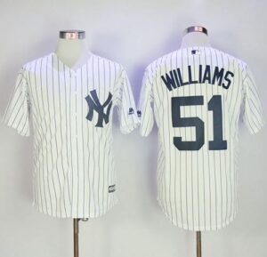 New York Yankees #51 Bernie Williams White Strip New Cool Base Stitched Jersey