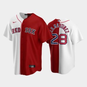 Men's Replica Boston Red Sox Home Jersey #28 J.D. Martinez White-Red Split