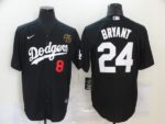 Men's Los Angeles Dodgers #8 #24 Kobe Bryant Black KB Patch Stitched Cool Base  Jersey
