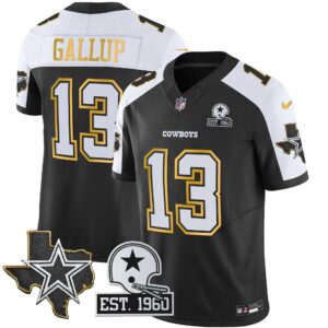 Michael Gallup #13 Cowboys Texas Patch Gold Trim Vapor Jersey - All Stitched