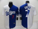 Men's Los Angeles Dodgers #7 Julio Urias White-Royal Split Cool Base Stitched Jersey