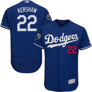 Los Angeles Dodgers #22 Clayton Kershaw Blue Flexbase Collection 2018 World Series Stitched Jersey