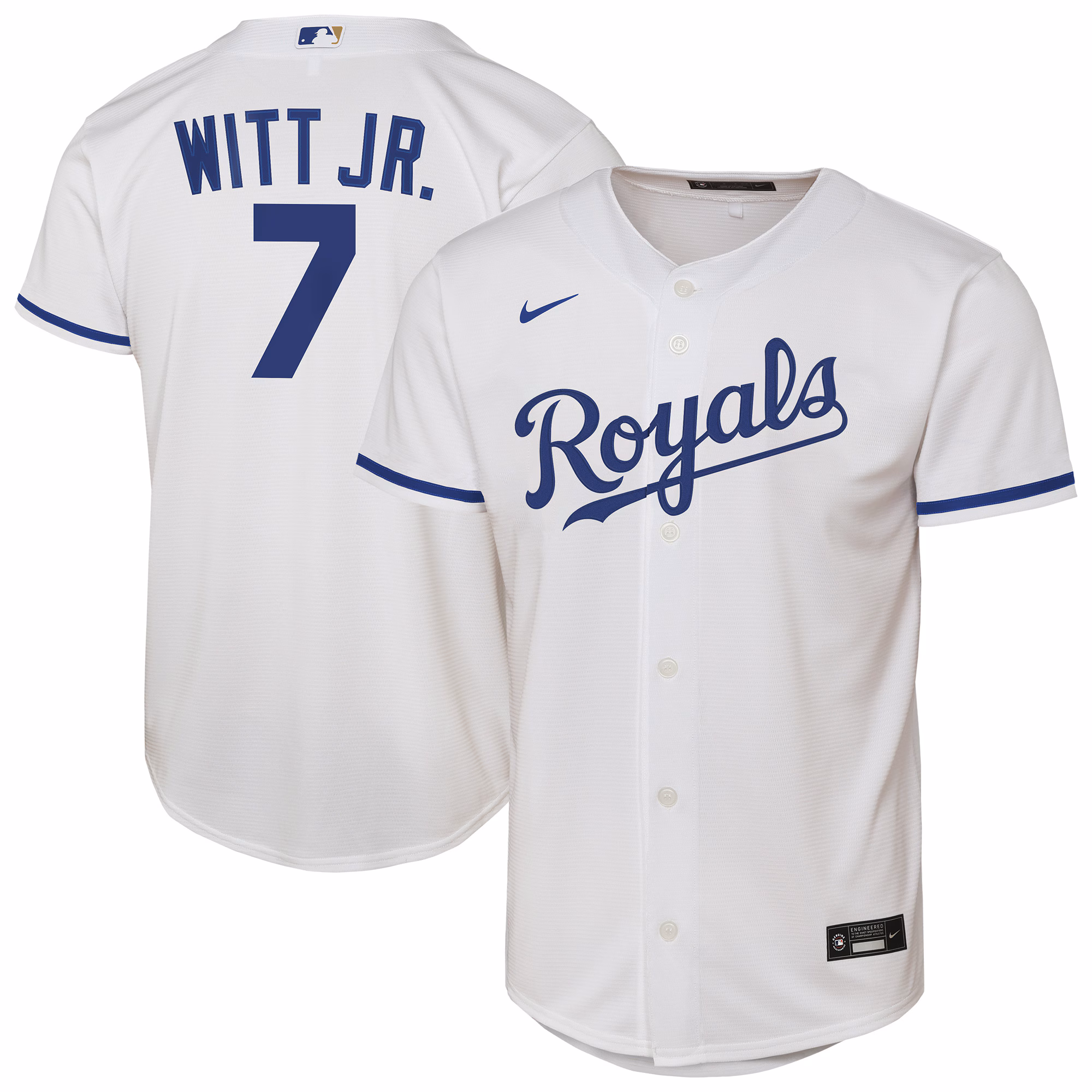 Youth Kansas City Royals Bobby Witt Jr. #7 White Home Replica Player Jersey