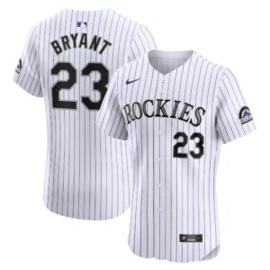 Men's Colorado Rockies Kris Bryant  White Home Elite Jersey