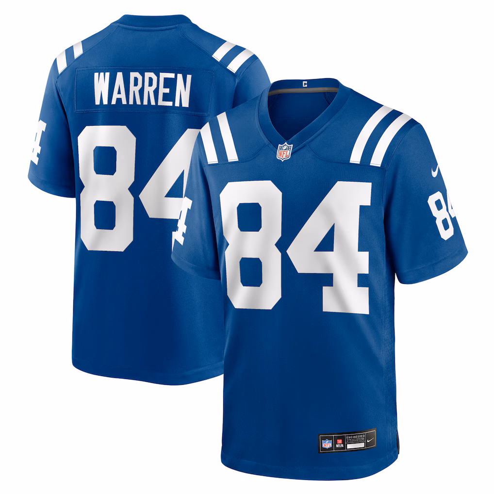 Men's Indianapolis Colts Tyler Warren Royal 2025 Draft First Round Pick Game Jersey