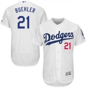 Men's Majestic Los Angeles Dodgers #21 Walker Buehler White Flex Base Home Collection Jersey