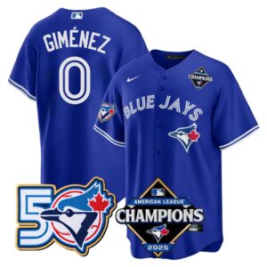 Andrés Giménez #0 Toronto Blue Jays 50th American League Champions Jersey Stitched Royal