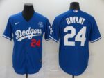 Men's Los Angeles Dodgers #24 Kobe Bryant Blue KB Patch Stitched Cool Base  Jersey
