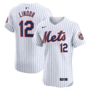 Men's New York Mets Francisco Lindor  White Home Elite Jersey