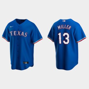 Men's Texas Rangers #13 Brad Miller Royal Alternate Jersey