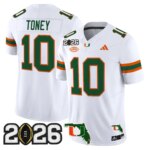 Malachi Toney #10 Miami Hurricanes MIA 2026 CFP Final & Florida Patch Vapor Limited Jersey - All Stitched