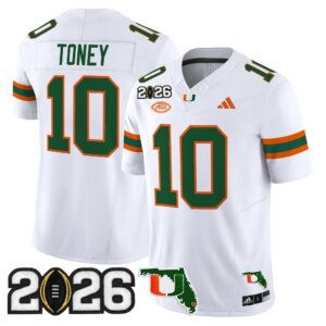 Malachi Toney #10 Miami Hurricanes MIA 2026 CFP Final & Florida Patch Vapor Limited Jersey - All Stitched