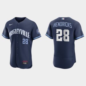 Men's Chicago Cubs #28 Kyle Hendricks Navy 2021 City Connect Flex Base Jersey