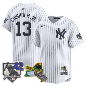 Jazz Chisholm Jr. #13 New York Yankees Jackie Robinson Patch Collection Limited Jersey - White
