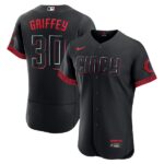 Men's Cincinnati Reds #30 Ken Griffey Jr.  Black 2023 City Connect Flex Base Player Jersey