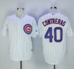 Chicago Cubs #40 Willson Contreras White Strip New Cool Base Stitched Jersey