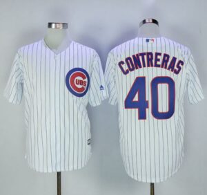 Chicago Cubs #40 Willson Contreras White Strip New Cool Base Stitched Jersey
