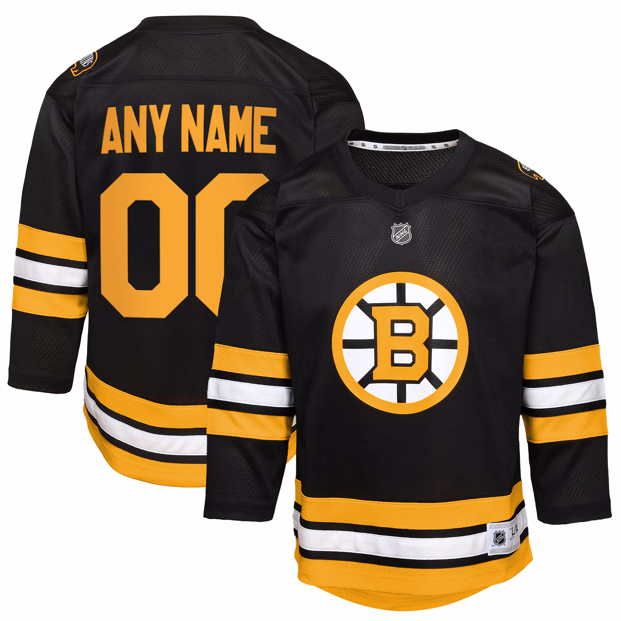 Youth Boston Bruins  Black Home Custom #00 Replica Jersey