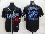 Men's  Los Angeles Dodgers #22 Clayton Kershaw Black Throwback Cool Base Jersey