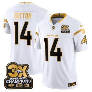 Courtland Sutton Denver Broncos-Time Champions Patch Gold Vapor Limited Jersey - All Stitched