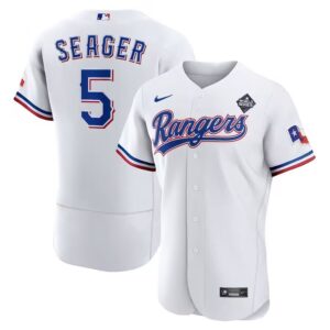 Men's #5 Corey Seager Texas Rangers  2023 World Series Player White Jersey