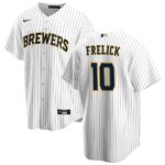 Men's Milwaukee Brewers #10 Sal Frelick  White Alternate Cool Base Jersey