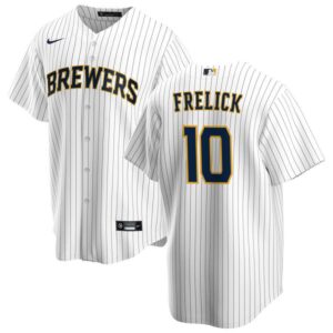 Men's Milwaukee Brewers #10 Sal Frelick  White Alternate Cool Base Jersey