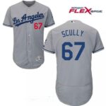 Men's Los Angeles Dodgers #67 Vin Scully Sportscaster Gray Road Stitched Majestic Flex Base Jersey