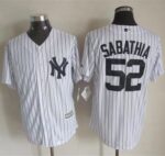 New York Yankees #52 C.C. Sabathia White Strip New Cool Base Stitched Jersey