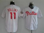 Philadelphia Phillies #11 Jimmy Rollins Stitched White Red Strip Jersey