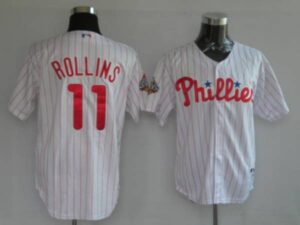 Philadelphia Phillies #11 Jimmy Rollins Stitched White Red Strip Jersey