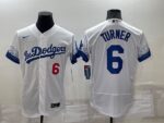 Men's  Los Angeles Dodgers #6 Trea Turner White City Connect Flex Base Stitched Jersey