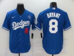 Men's Los Angeles Dodgers #8 Kobe Bryant Blue KB Patch Stitched Cool Base  Jersey