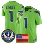 Pete Carroll #1 Seattle Seahawks United States 250th Anniversary Patch Vapor Limited Jersey - All Stitched