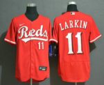 Men's Cincinnati Reds #11 Barry Larkin Red Stitched Flex Base  Jersey
