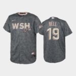 Men's #19 Josh Bell 2022 City Connect Washington Nationals Replica Bloom Gray Jersey