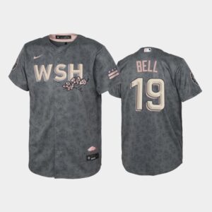 Men's #19 Josh Bell 2022 City Connect Washington Nationals Replica Bloom Gray Jersey